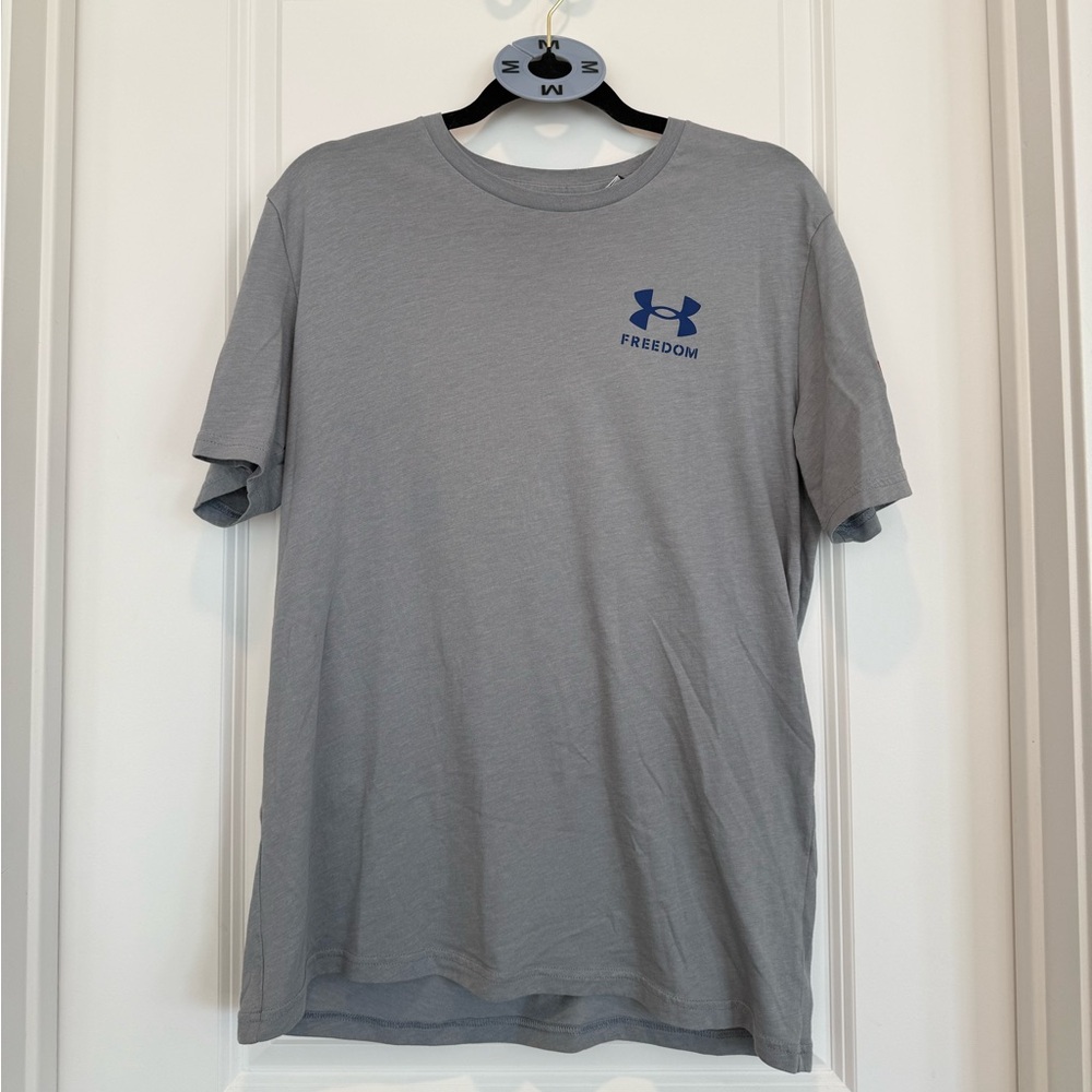 Under Armour Men's Blue Logo Gray Tee